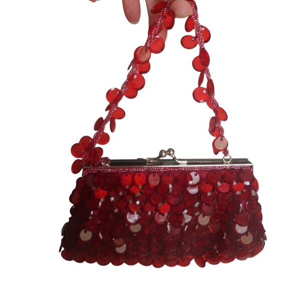 La Regale Gemstone Ruby Red Fun Sparkly Mini Dark Romantic Hand Bag - Picture 4 of 10